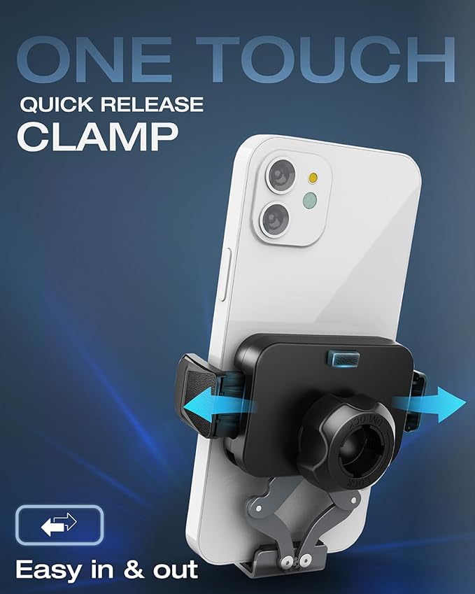 OEO Magnetic Phone Holder for Gym | Magnet Gym Phone Mount with Quick Release Clamp for Android & iPhone | Compatible with 4”–7.1” Phones & Thick Cases | Gym Accessories for Men & Women