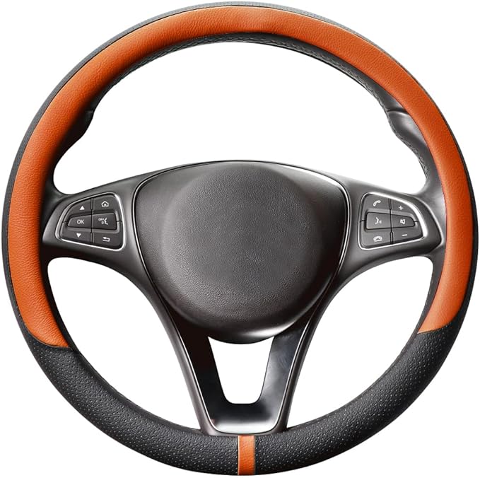 COFIT Breathable Car Steering Wheel Cover 15 inch Auto Universal Leather Wrap Non-Slip Steeringwheel Protector Automotive Int