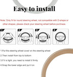 Yourkar Leather Steering Wheel Cover, Breathable Anti-Slip Car Steering Wheel Protector for Max Diameter 15 Inch, Universal A