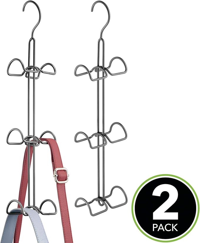 mDesign Metal Wire Over The Closet Rod Hanging Storage Organizer Hanger for Storing and Organizing Purses, Backpacks, Satchel