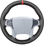 Car Steering Wheel Cover for 2014 Toyota Sienna XLE Model AWD SE 2011 2012 2013 DIY Customization Automotive Interior Accessories Hand Stitched Black Microfiber Leather Red Marker Line