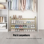 LINZINAR Shoe Rack Long 3 Tier Shoe Storage Organizer Metal Wide Shoe Shelf for Closet Entryway Bedroom 24 Paris Large Capaci