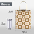 Car Trash Can, Cute Car Trash Bag, Hanging Car Organizer and Storage Bag, Trash Bin for Car Accessories, Vehicle, Travelling, Camping Luxury Beige Checkerboard Daisy