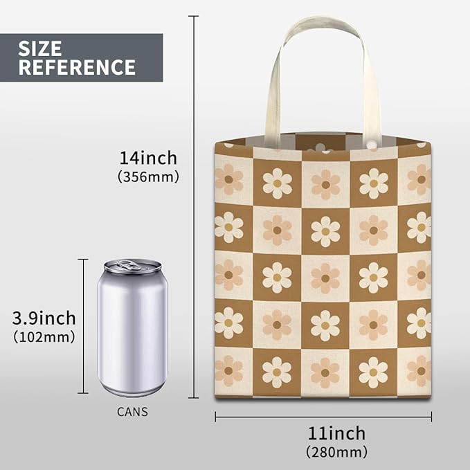 Car Trash Can, Cute Car Trash Bag, Hanging Car Organizer and Storage Bag, Trash Bin for Car Accessories, Vehicle, Travelling, Camping Luxury Beige Checkerboard Daisy