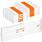 Lifewit 6" Tall 12 Pack Drawer Dividers, 30-47cm/11.5-18.5" Expandable Drawer Divider for Clothes, Adjustable Dresser Drawer 