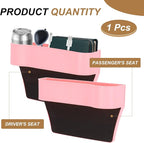 HARFINGTON Car Seat Gap Filler Organizer 10.2 x 6.5 x 2.8 Inch PP Universal Car Organizer Storage Box Between Seat and Console (Left) with Cup Holders for Phone Sunglasses Keys, Pink