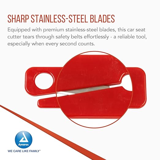 Dynarex Emergency Seat Belt Cutter - Compact 4x2" Seat Belt Cutter Made of High-Impact Plastic - Sharp Stainless Steel Blades - Box of 50 Seat Belt Cutters