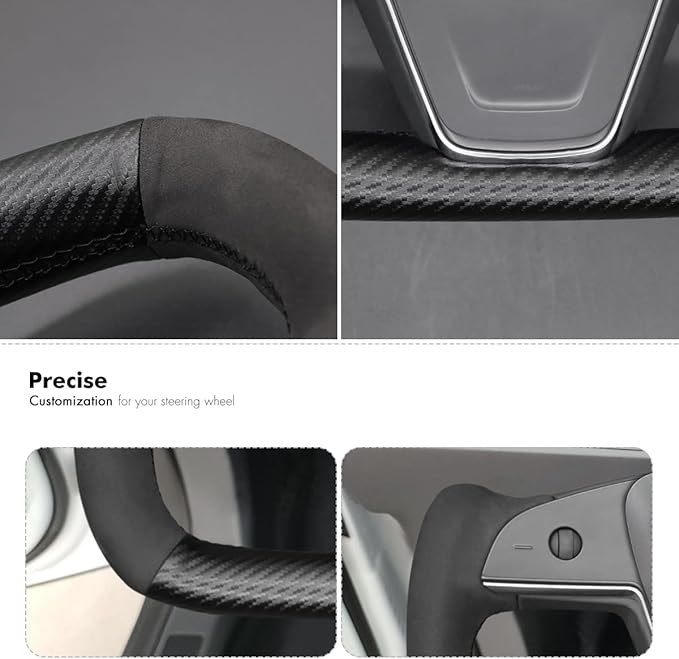 MEWANT Hand Stitched Tesla Model S Yoke Steering Wheel Cover Wrap for Tesla Model S 2021-2023 / Model X 2021-2023 Tesla Yoke Steering Wheel Accessories
