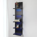 5 Tier Wall Shelf Unit, RGB Lack Shelf, Vanity Shelves with Light,Black Shelves for Room,Office,Bathroom,Remote Control