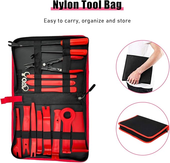 19PCS Trim Removal Tool Set, Car Panel Door Audio Trim Removal Tool Kit, Plastic Pry Tool Kit for Car Panel Dash Door Audio w