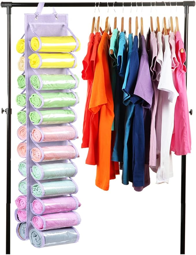 Legging Storage Bag Storage Hanger Can Holds 24 Leggings or Shirts Jeans Compartment Storage Hanger, Foldable Leggings Organi