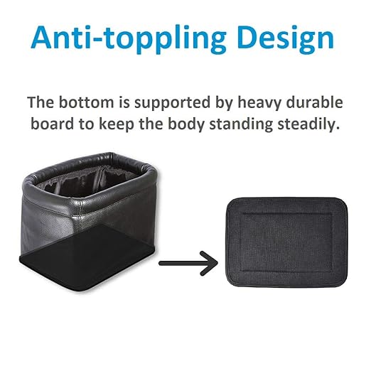 Leather Car Trash Can, Luxury Car Organizer, Leakproof Garbage Can for Car and Trucks, Black