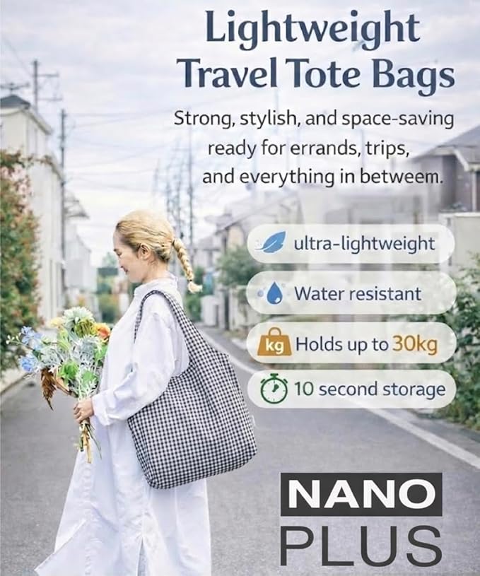 Compact Reusable Grocery Tote Bag – Lightweight, Foldable & Packable Shopping Bag for Travel