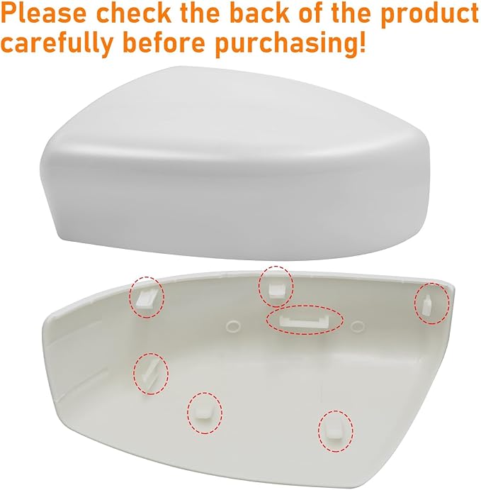 Moonlinks Compatible with Nissan Sentra 2013 2014 2015 2016 2017 2018 2019 Side Mirror Cover Replacement,White Left Driver & Right Passenger Side Door Rearview Side Mirror Cap Trim WITHOUT Turn Signal