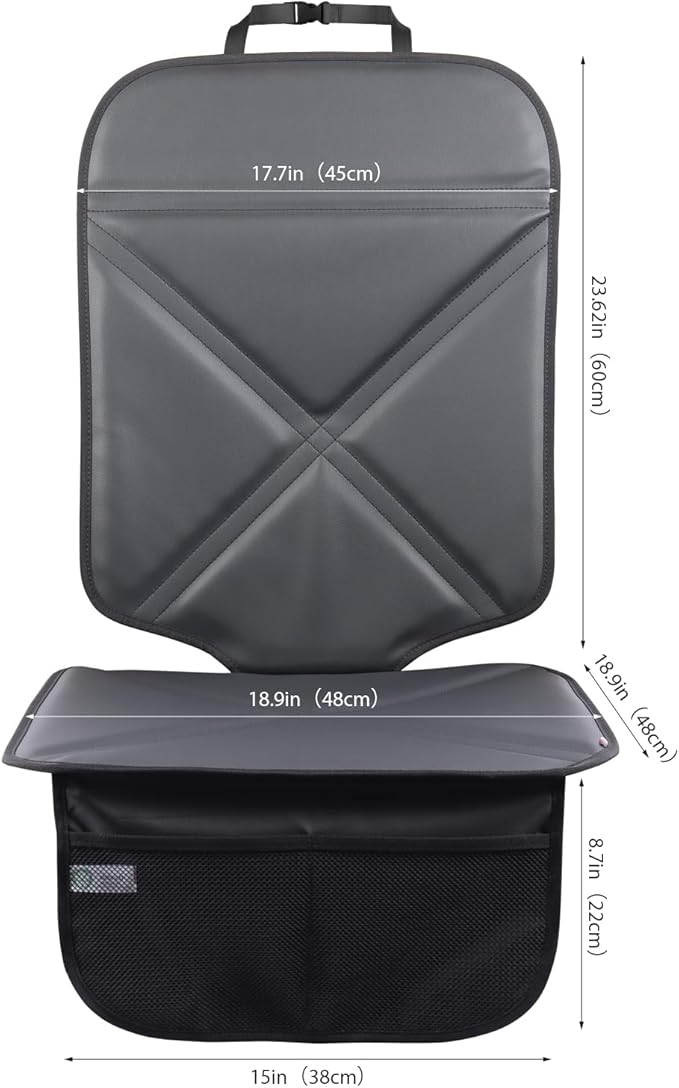 Car Seat Protector Leather Waterproof Child Safety Seat Protector Cover with Thick Pad and 2 Large Pockets Durable Kick Mat f