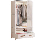 Portable Closet,Portable Closets for Hanging Clothes,Japanese Style Wardrobe Clothing Rack with 2 Drawers,1 Hanging Rods and 