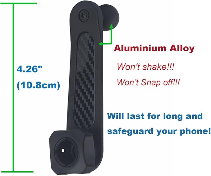 Aluminium 17mm/0.67" Ball Mount Extension Arm, Solid 17mm Vent Clip Ball Extender Female to Male for Car Vent Solid Phone Holder - Metal Made (4.26" Long)
