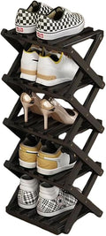 YYW Bamboo Shoe Rack for Entryway, Free Free Standing Shoe Racks Shelf Closet, Foldable Vertical Shoe Storage Organizer for L