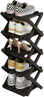 YYW Bamboo Shoe Rack for Entryway, Free Free Standing Shoe Racks Shelf Closet, Foldable Vertical Shoe Storage Organizer for L