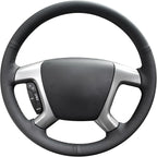 MEWANT DIY Hand Stitch Steering Wheel Cover for Chevy Silverado 1500 Avalanche Suburban Black Faux Leather Steering Wrap