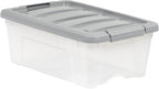 Amazon Basics Plastic Storage Containers with Secure Latching Lids, Stackable Organization Bins for Organizing, Clear/Grey, 1