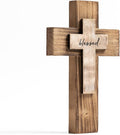 OKSQW Wall Wooden Christians Cross Spiritual Religious Cross Gifts With Hook on Hanging Wall Or Table With Blessed For Church