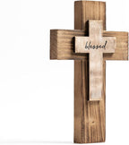 OKSQW Wall Wooden Christians Cross Spiritual Religious Cross Gifts With Hook on Hanging Wall Or Table With Blessed For Church