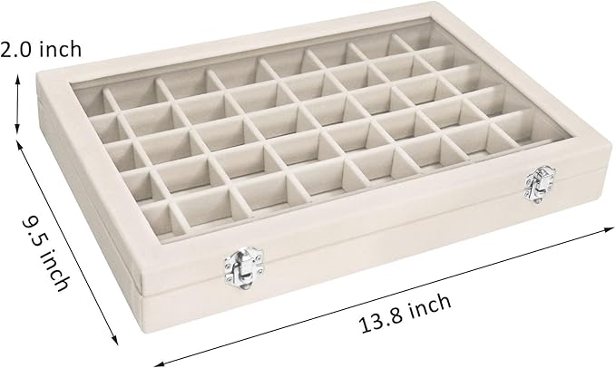 Vicoter Velvet Jewelry Tray 48 Compartments Jewelry Display Organizer with Transparent Cover Rings, Earrings, Necklaces, Pend