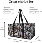 NGIL Extra Large Utility Tote Reusable Grocery Bag Oversized Collapsible for Groceries, Storage, Picnic, Beach (Horseshoe- Black)