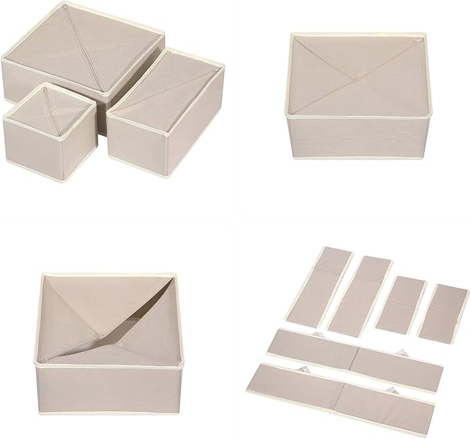 TENABORT 12 Pack Foldable Drawer Organizer Dividers Cloth Storage Box Closet Dresser Organizer Cube Fabric Containers Basket 