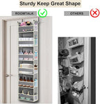 Over The Door Organizer 6-Shelves and 12 Side Pockets, Over The Door Storage for Bathroom Bedroom Nursery, Hanging Door Organ