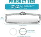 Bling Rhinestone Rear View Mirror Cover, Car Rea r Views Mirro r with Crystal Diamonds Bling Rhinestones Ca r Rears Vie w Mirrors Cars Interior Trim(White,Size:1.56x1.18inch)