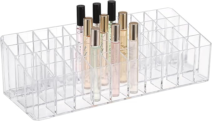 ELLDOO Rollerball Perfume Organizer, 44 Spaces Clear Acrylic Perfume Storage Holder Beauty Scent Holder, Essential Oil Storag