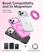 SYNCWIRE Magnetic Phone Ring Holder for MagSafe, 360° Rotation Cell Phone Grip Stand Finger Ring Kickstand Two-Sided Magnet Compatible with iPhone 17 Pro Max 16 15 14 13 12 MagSafe Accessories