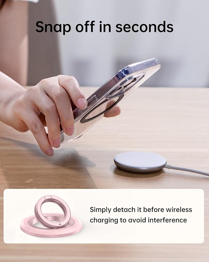 SYNCWIRE Magnetic Phone Ring Holder for MagSafe [2 Pack], 360° Rotation Dual Sided Magnet Grip Cell Phone Ring Stand Finger Kickstand Compatible with iPhone 17 16 15 14 13 12 Pro Max fits MagSafe