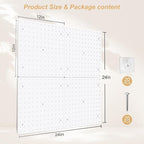 FZK Peg Board, 4 Pack Plastic Pegboard, Pegboard Wall Organizer, White ABS Pegboard, No Drilling Required, 12 * 12inch, Suita