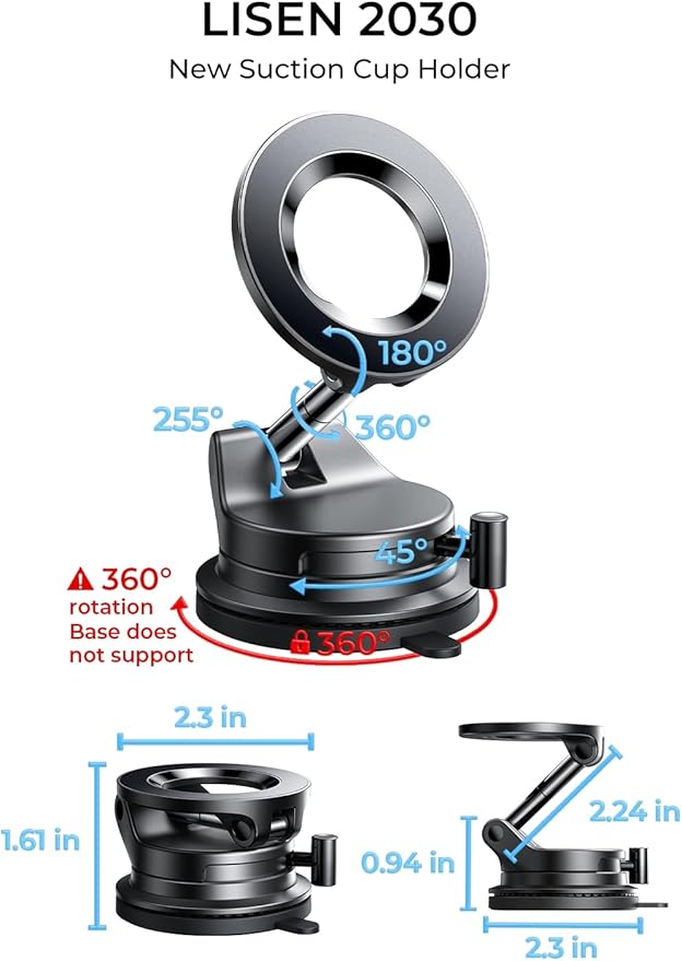 LISEN for Magsafe Car Mount, Phone Holders for Your Car, Magnetic Car Accessories for Women Men Truck Jeep BMW Ford, Gifts for Mother Day, for iPhone 17 Pro Max 16 15 14 13 12, Samsung S26, Black