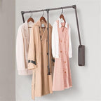 Pull Down Wardrobe Clothes Rail - Extendable Clothes Rail, Steel Sliding Trouser Bar, Push-Pull Wardrobe Organizer, Soft Clos