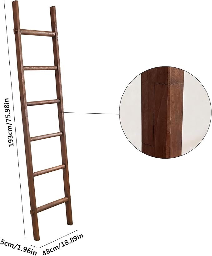 Blanket Ladder Pre Assembled 76in Wooden Ladder Shelf Living Room Bathroom Bedroom Decorative Wall Leaning Farmhouse Quilt Di