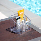 Isaac Jacobs Clear Acrylic 2-Section Organizer, Remote Holder & Multi-Functional Makeup, Brush, Pen & Pencil Storage Solution