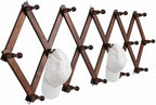 SCUNDA Hat Rack for Wall, Expandable Wall Hat Holder with 16 Hooks, 16 inch Wooden Wall Hook for Baseball Caps,Cowboy, Bag,Ho