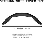 2-Piece Steering Wheel Cover, Carbon Fiber Segmented Steering Wheel Protector, Universal and Anti-Slip Durable Car Leather Pr