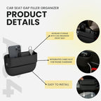 AC4®️ Universal Car Seat Gap Filler Organizer | Premium PU Leather Storage for Car, SUV & Trucks | Car Pocket Organizer for front seat, Cable Slots, Wallet, Sunglasses & Essentials.