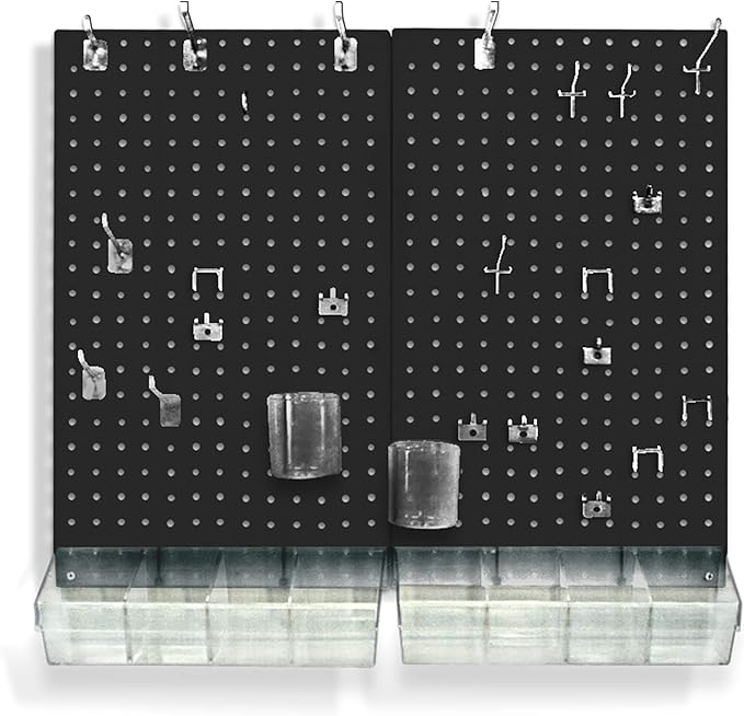 Azar Displays 900945-BLK The DIY Multi-purpose 70-piece Pegboard Wall Organizer Kit with Two Panels and Accessory Assortment,