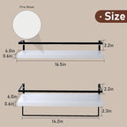 White Wood Floating Shelves Wall Mounted - 2+1 Tier Rustic Bathroom Wall Shelves Over Toilet with Towel Bar, Natural Wood Set