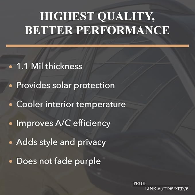 TRUE LINE Automotive Window Tint Film - 99% UV Rejection, 50% Tint, Heat Shield, Privacy - 22" Wide x 10' Long
