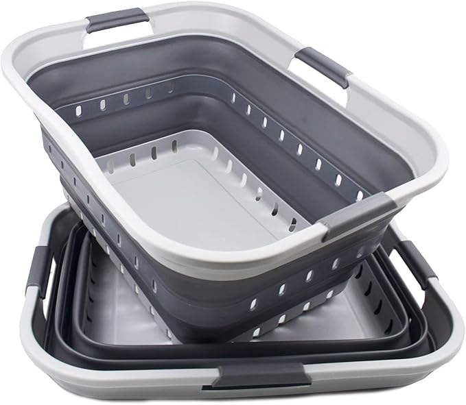SAMMART 42L (11 gallon) Collapsible Plastic Laundry Basket - Foldable Pop Up Storage Container/Organizer - Portable Basket - 