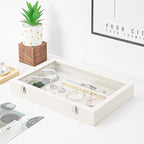 Coward Jewelry Organizer Box, Beige Velvet Blank Display Tray Case with Lid for Storage Necklaces Bracelets Rings Beads and J