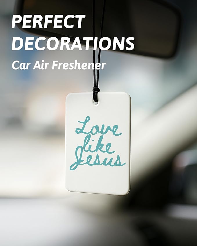 Cyan Christian Car Air Freshener 4 Pcs, Girly Pink Bow Floral Religious Hanging Air Freshener for Cars Closet Drawer Books, C