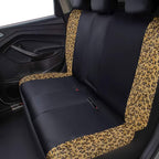 Flying Banner car seat Covers Protects Leopard Printing Velvet Faux Leather Carbon Fiber Front and Rear Bench (Leopard Brown 